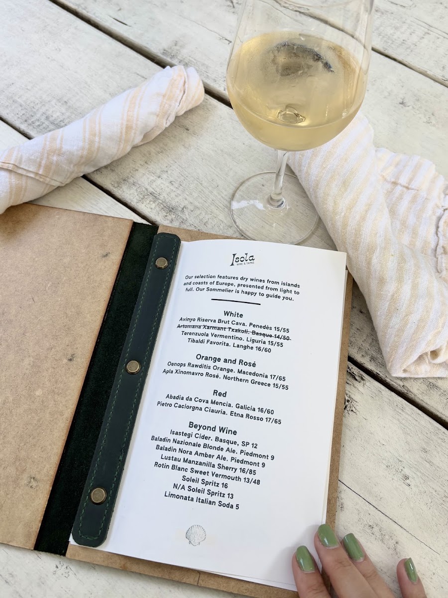 Isola Wine and Tapas menu board