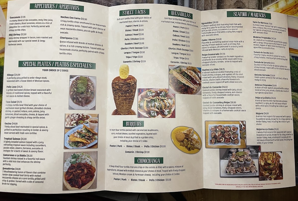 Taqueria San Julian menu board
