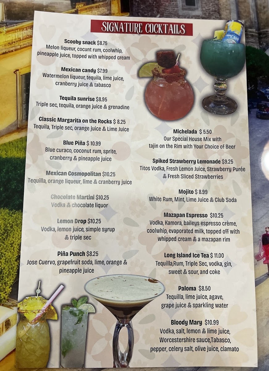 Taqueria San Julian menu board