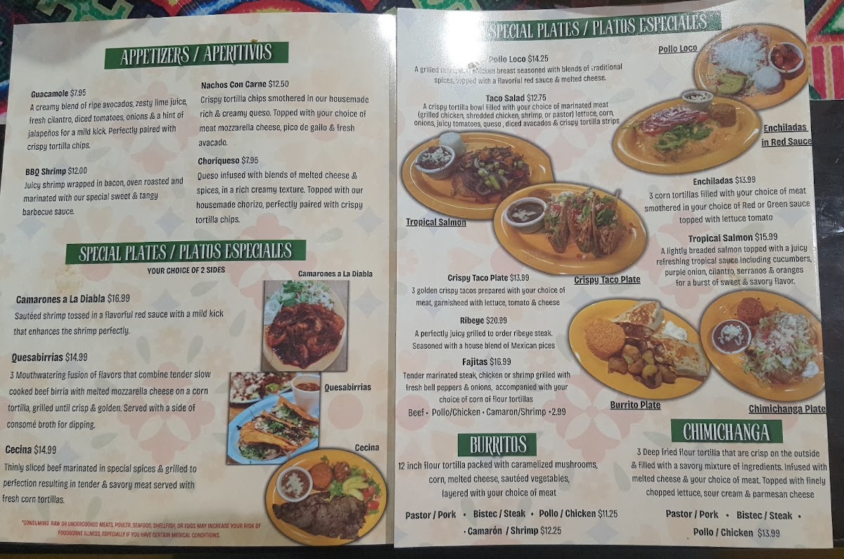 Taqueria San Julian menu board