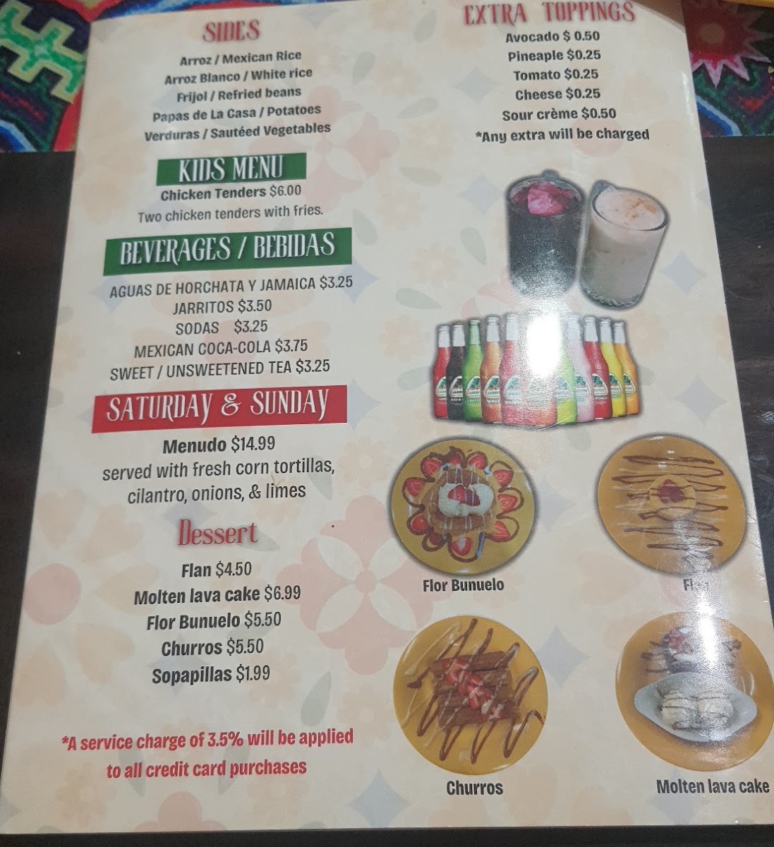 Taqueria San Julian menu board