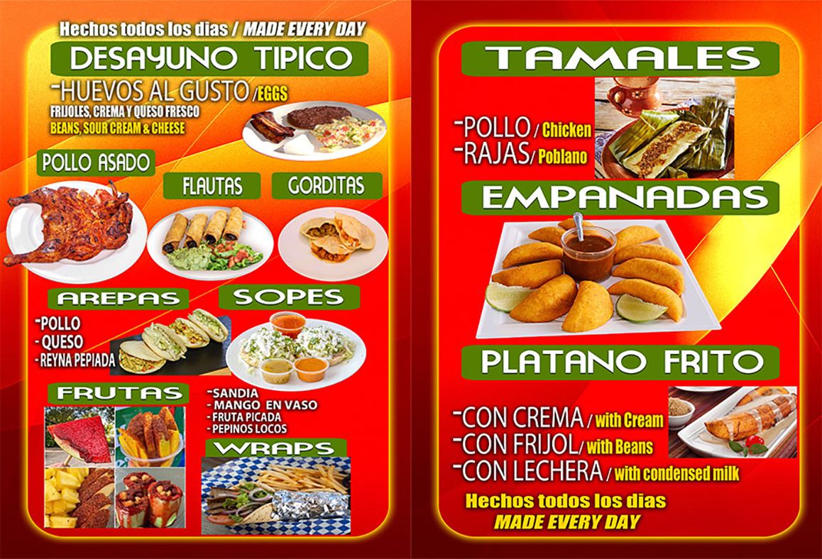 Mexican & Salvadoran Deli menu board