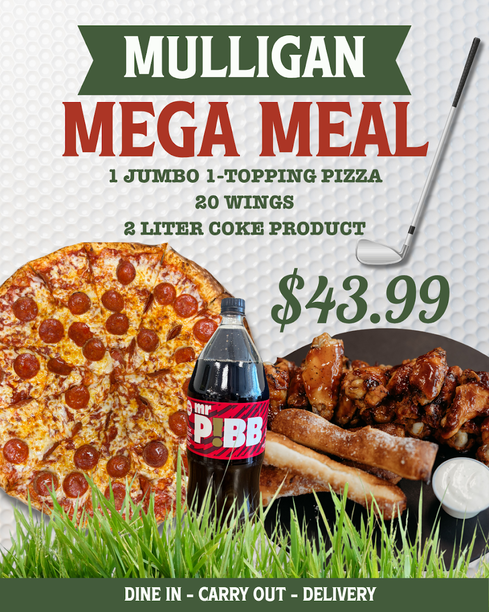 Mulligans Pizza Restaurant menu board