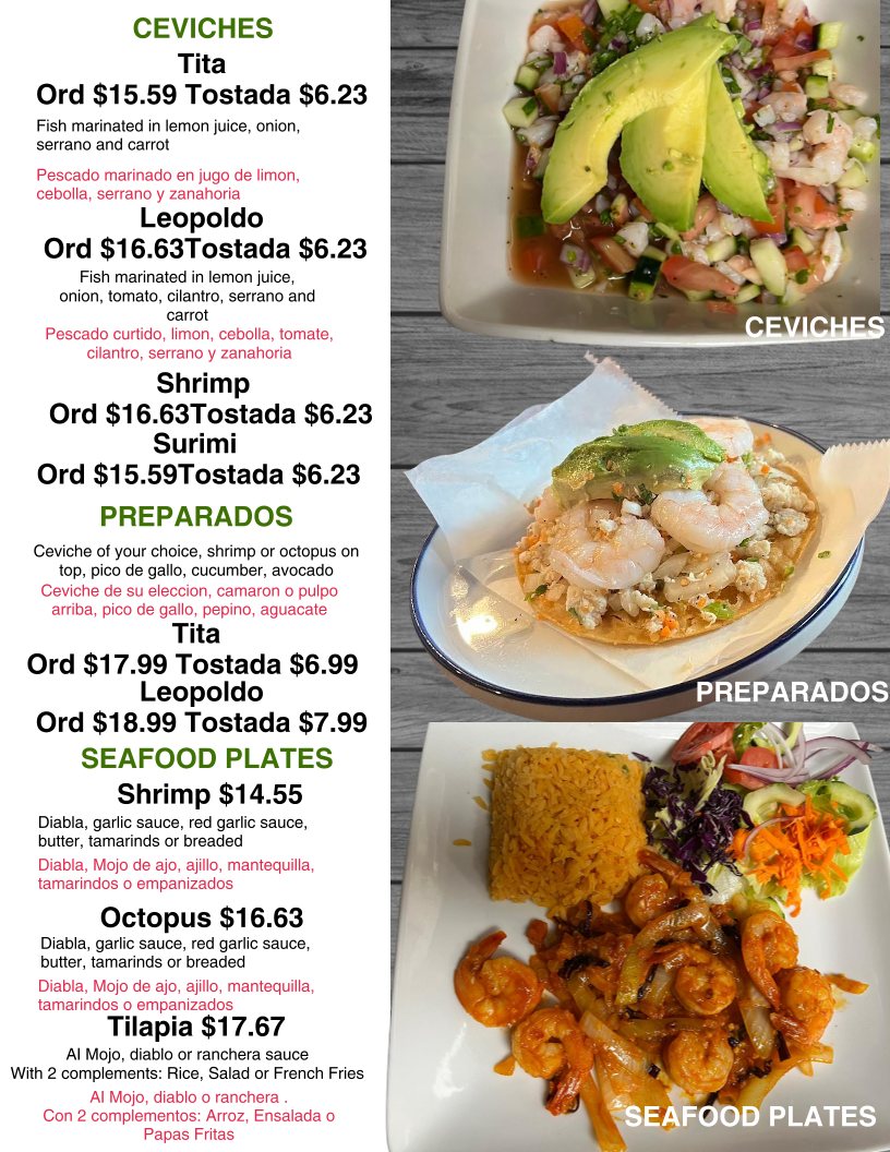 El Jefe Restaurant (Webster) menu board