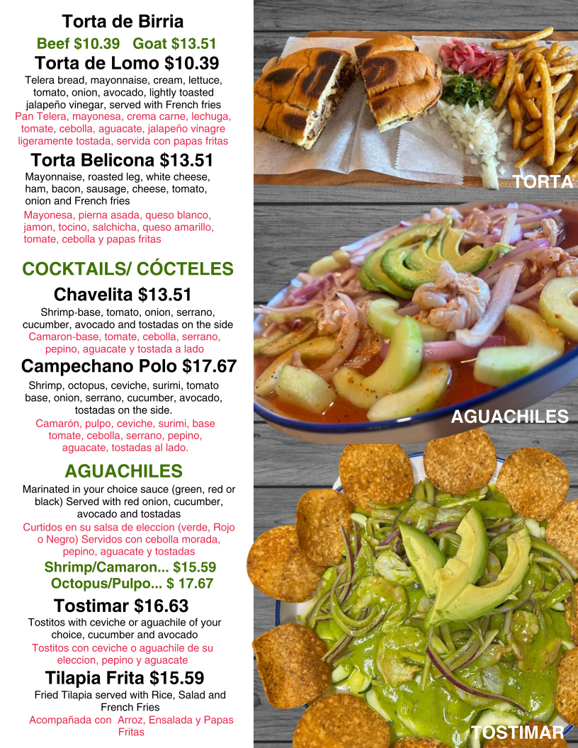 El Jefe Restaurant (Webster) menu board
