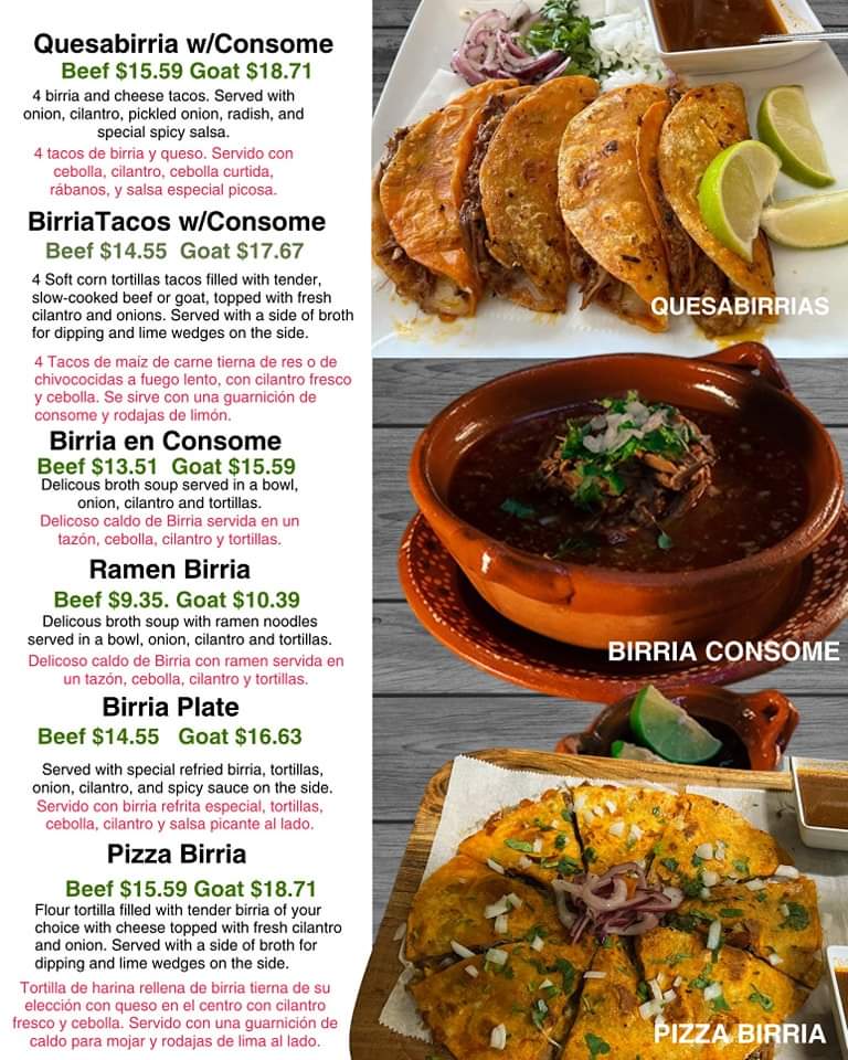 El Jefe Restaurant (Webster) menu board