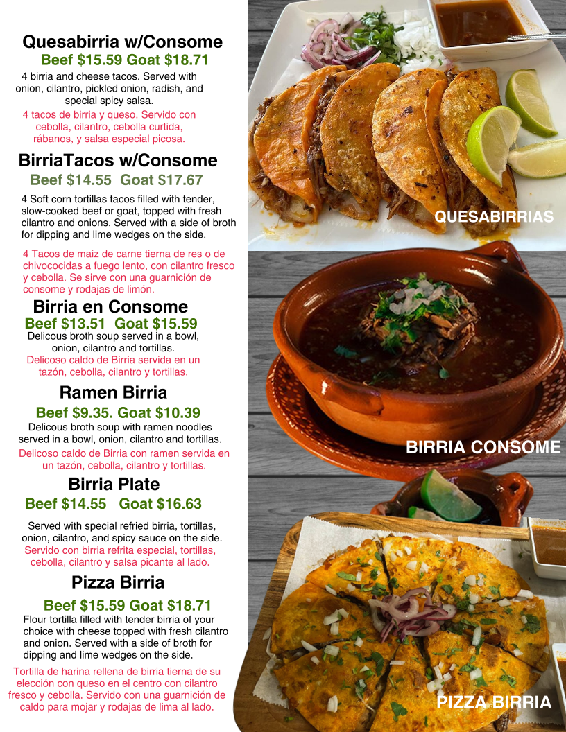 El Jefe Restaurant (Webster) menu board