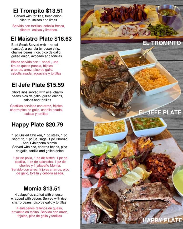 El Jefe Restaurant (Webster) menu board