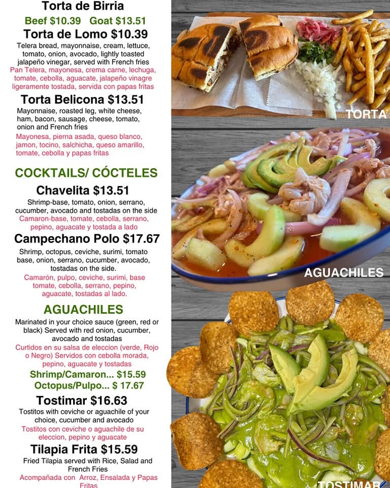 El Jefe Restaurant (Webster) menu board