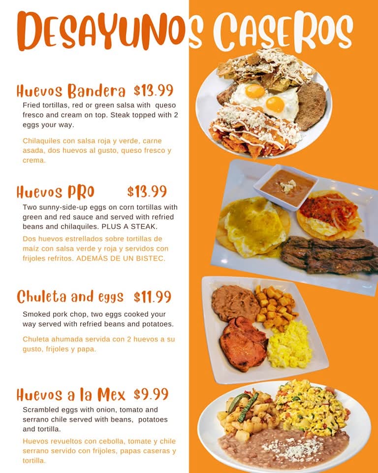 El Jefe Restaurant (Webster) menu board