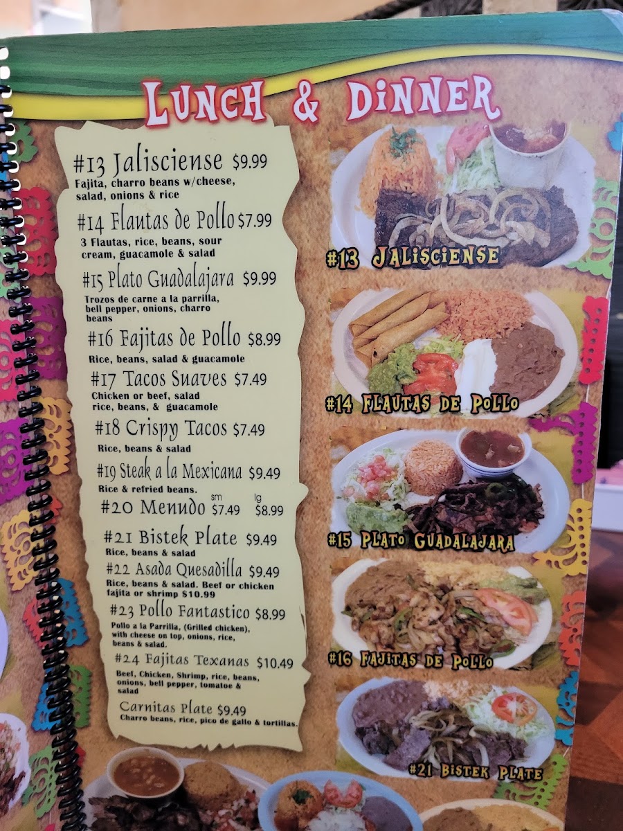 Taqueria La Tapatia menu board
