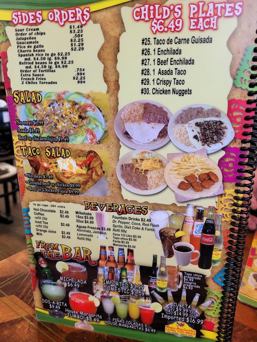 Taqueria La Tapatia menu board
