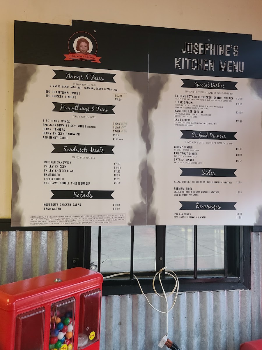 Josephine's Kitchen menu board