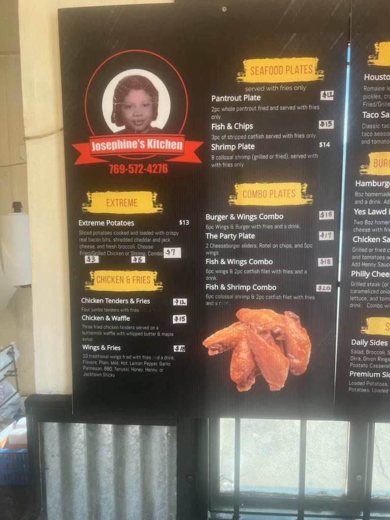 Josephine's Kitchen menu board