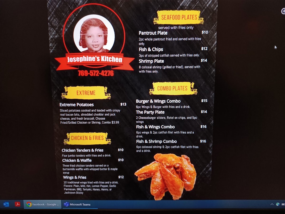 Josephine's Kitchen menu board