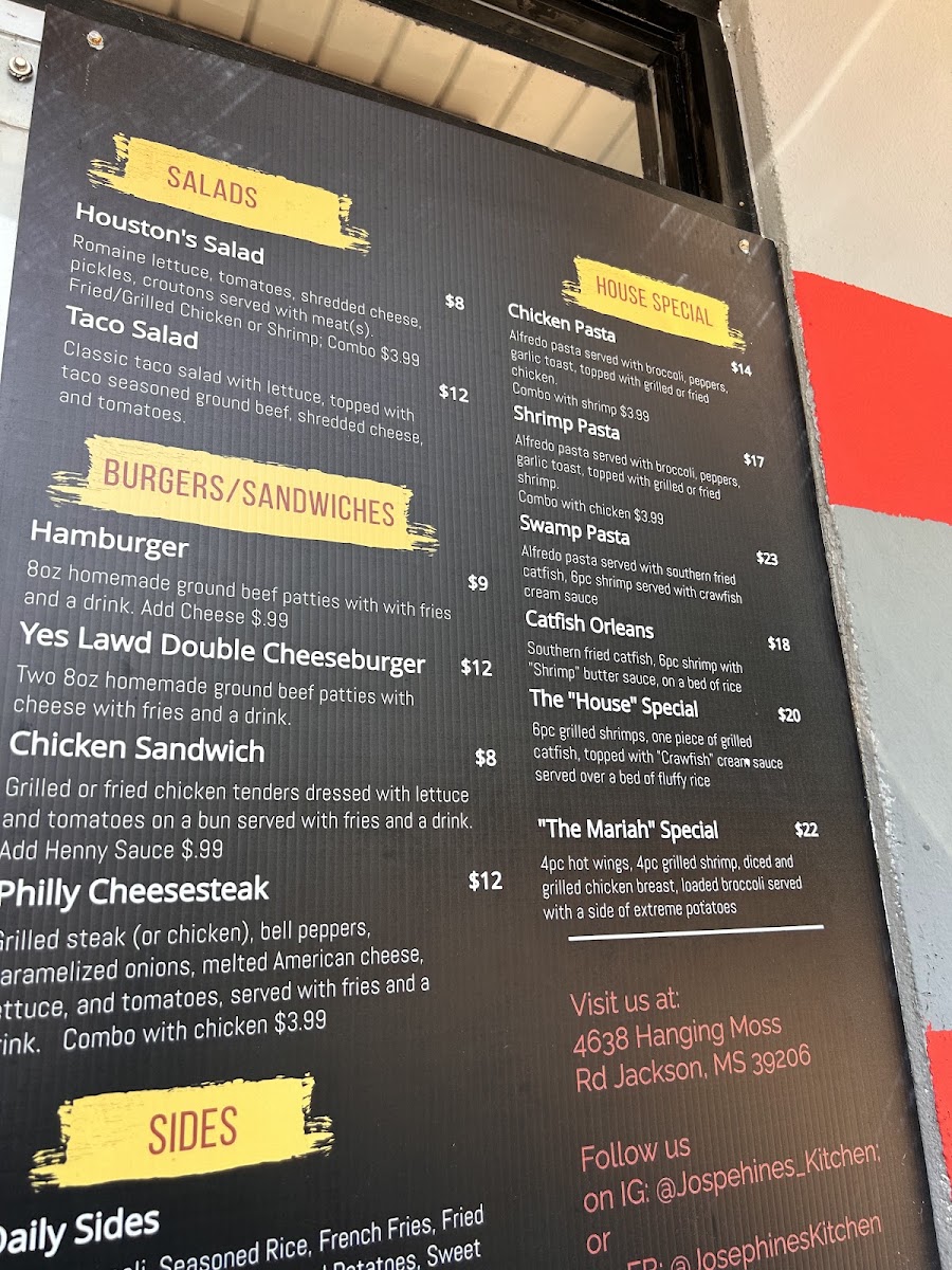 Josephine's Kitchen menu board