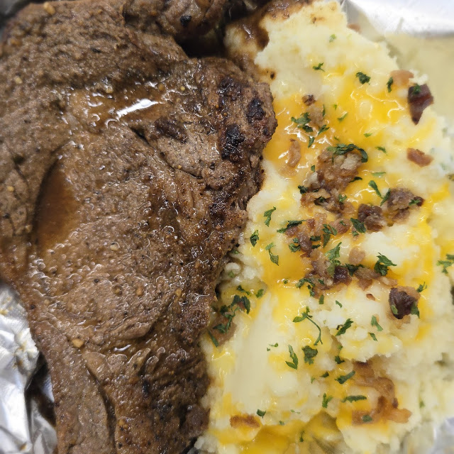 Ribeye Steak and Loaded Mashed Potatoes