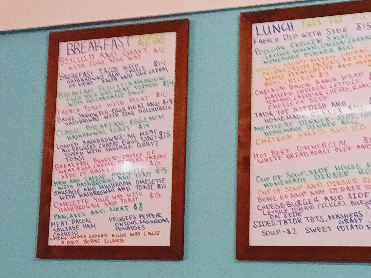Gabby Lou’s Kitchen menu board