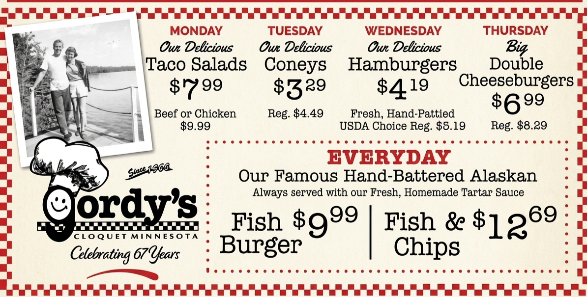 Gordy's Hi-Hat menu board