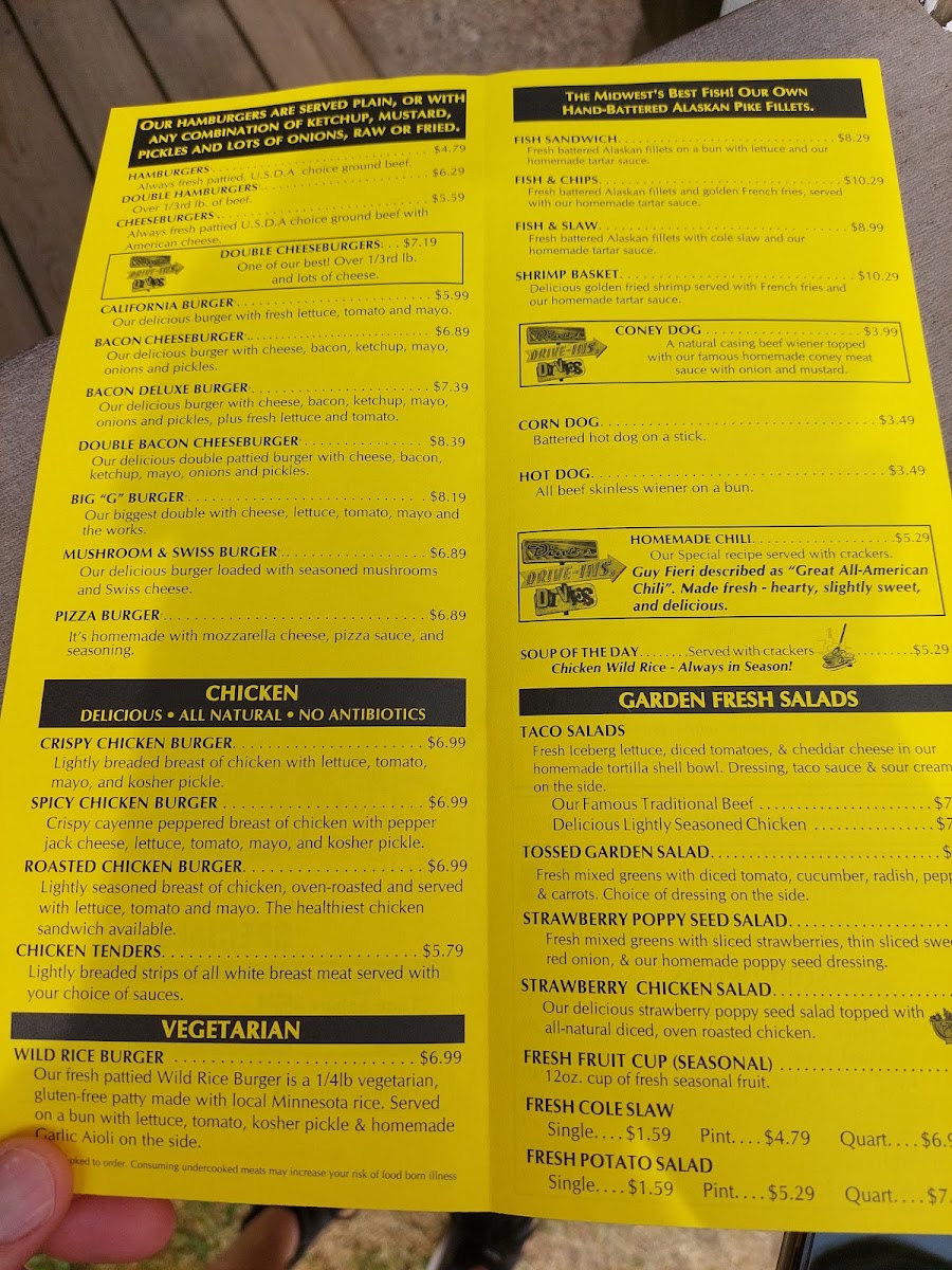 Gordy's Hi-Hat menu board