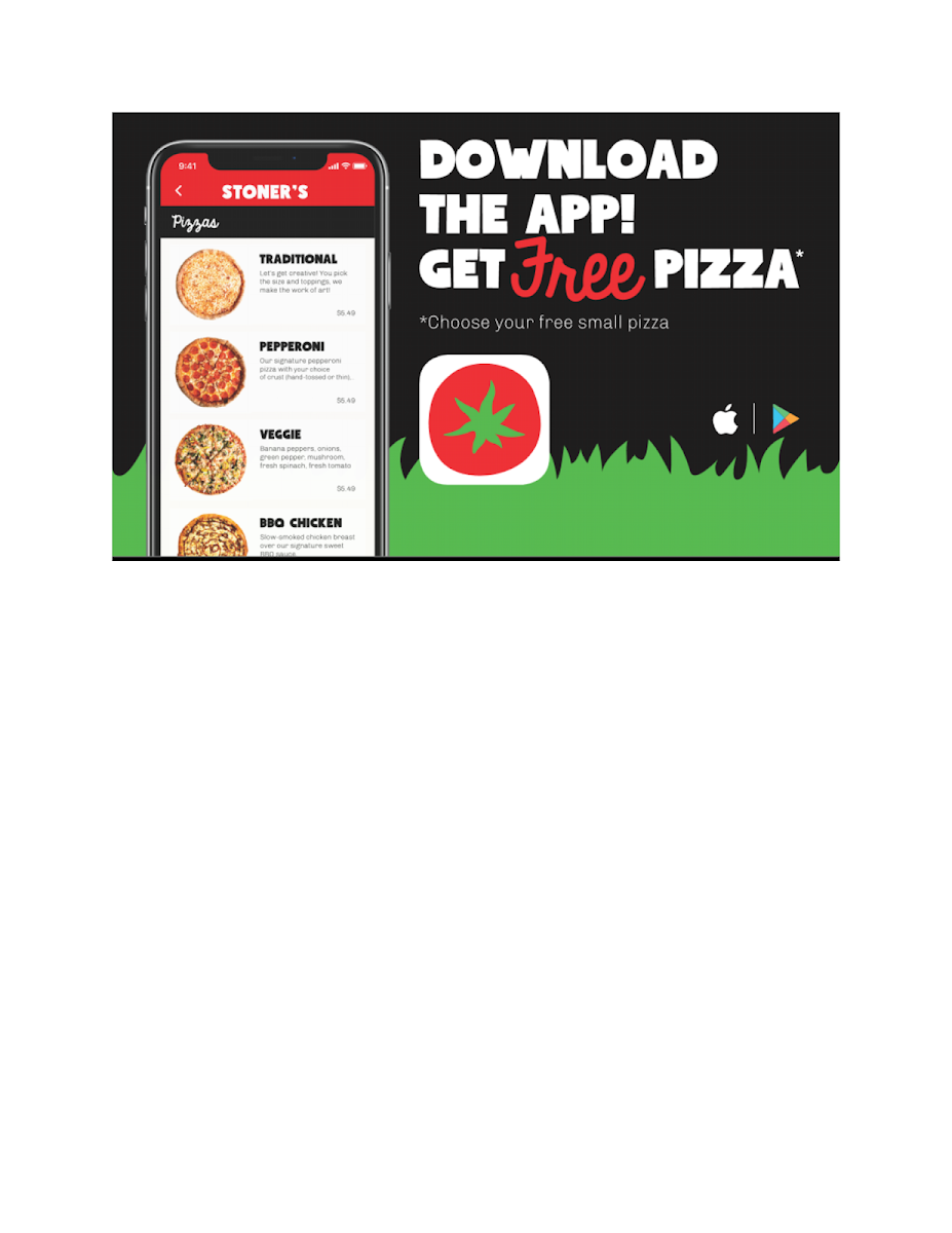 Stoner's Pizza Joint menu board