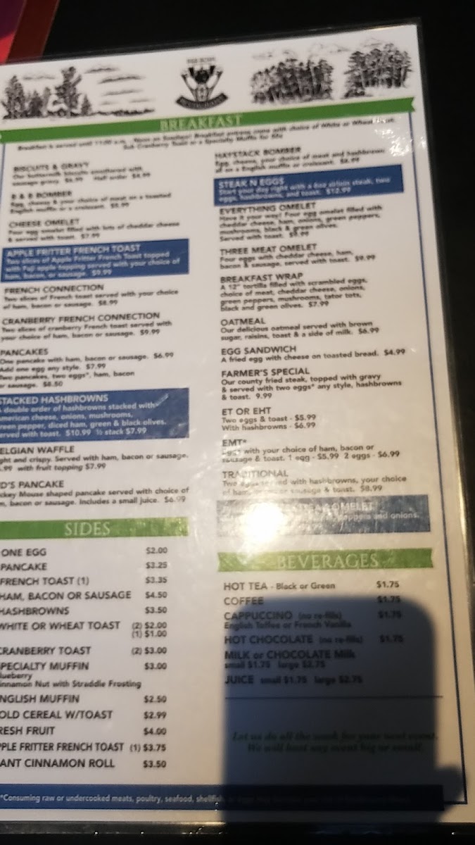 B&B Bowl Restaurant And Lounge menu board