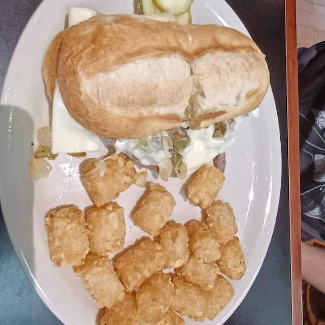 Philly Cheese Steak Sandwich with Tots