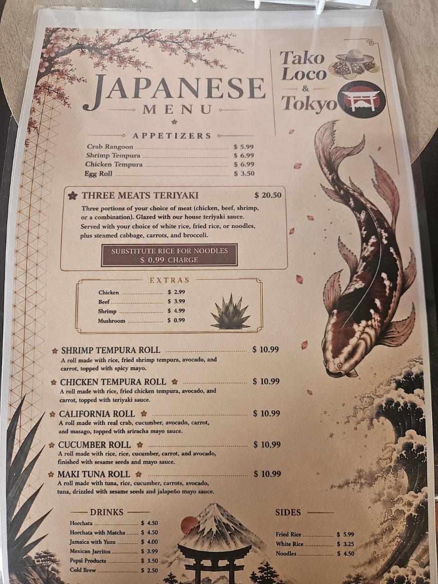 Tako Loco & Tokyo menu board