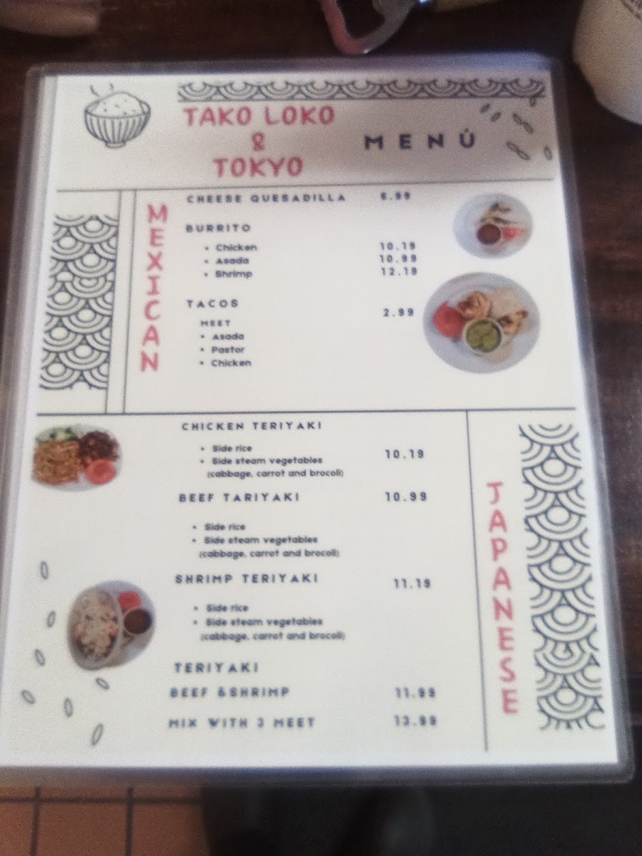 Tako Loco & Tokyo menu board