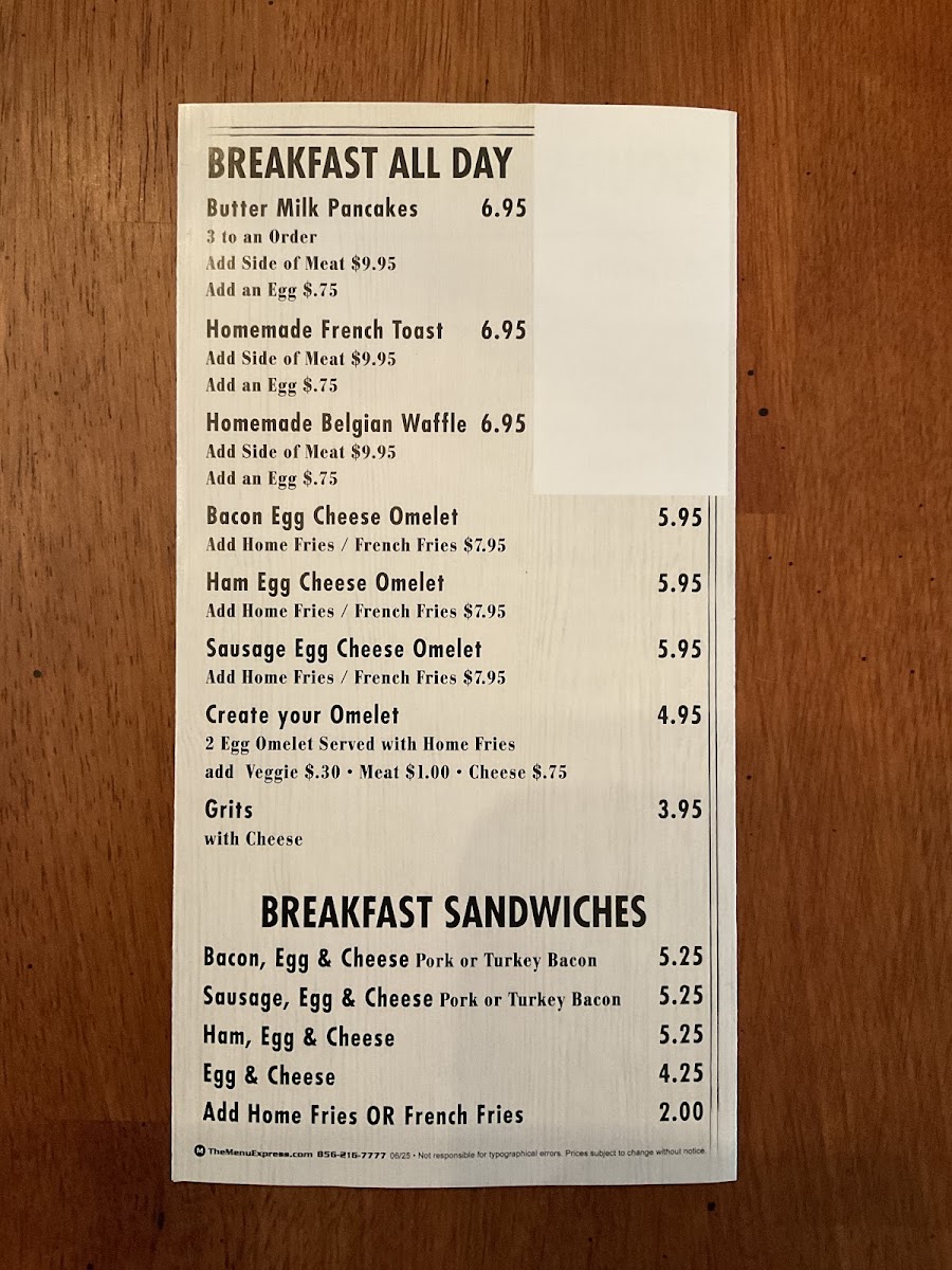 Yaya's Pizza menu board