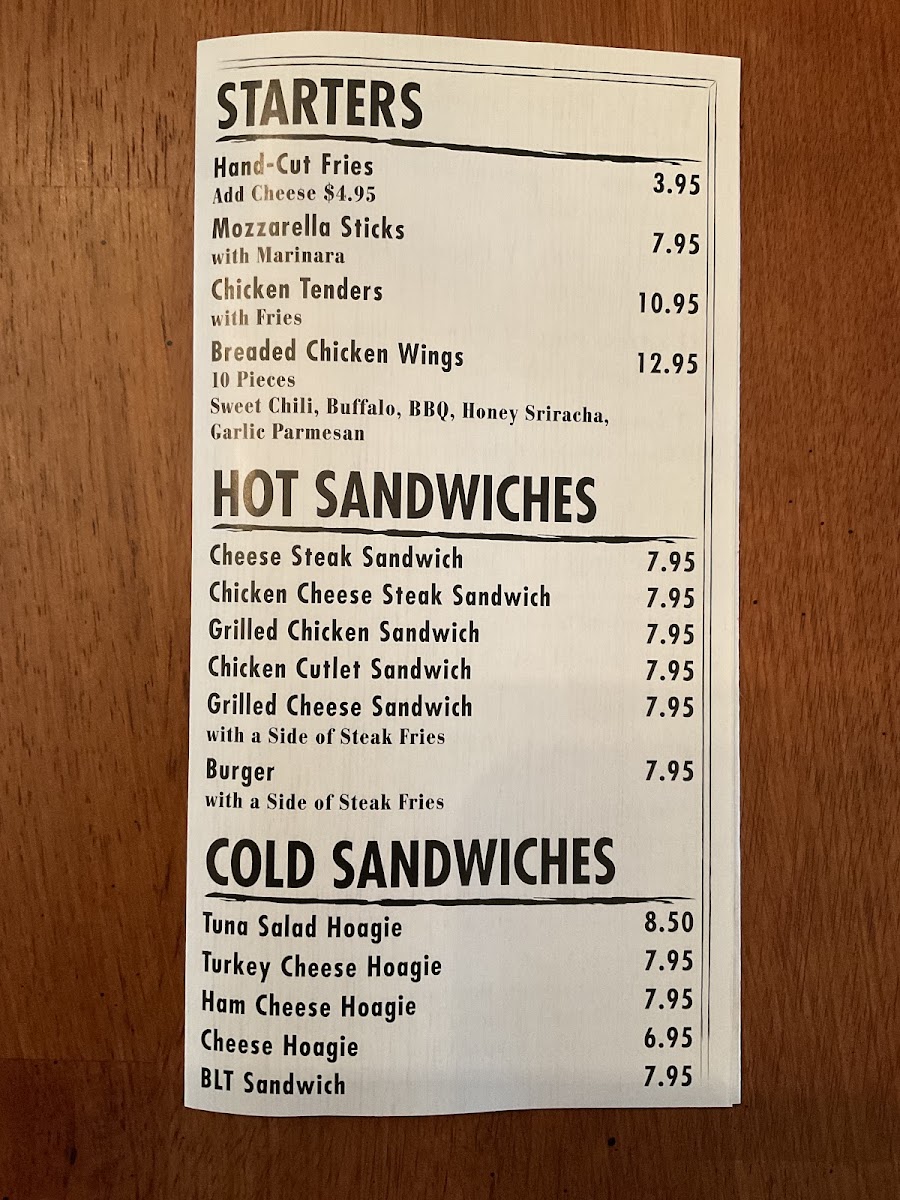 Yaya's Pizza menu board