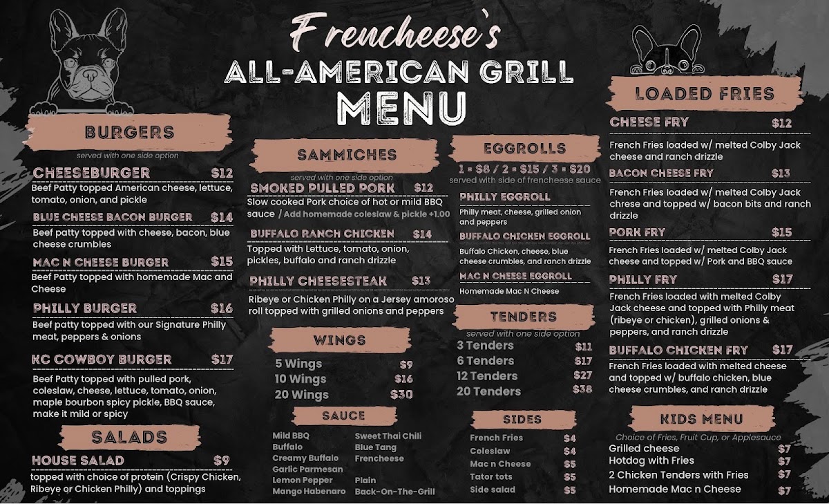 Frencheese American grill menu board