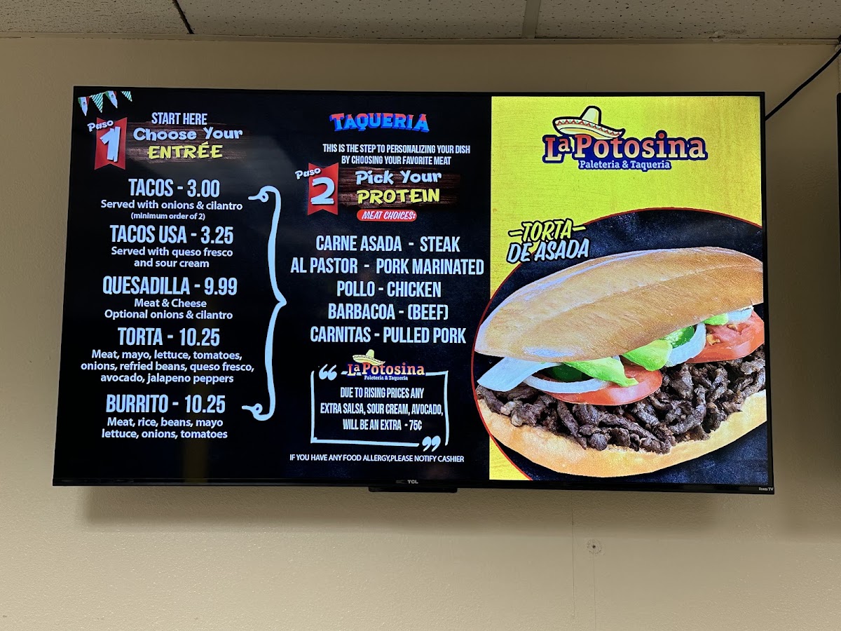 La Potosina | Mexican menu board