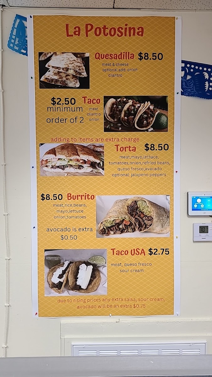 La Potosina | Mexican menu board