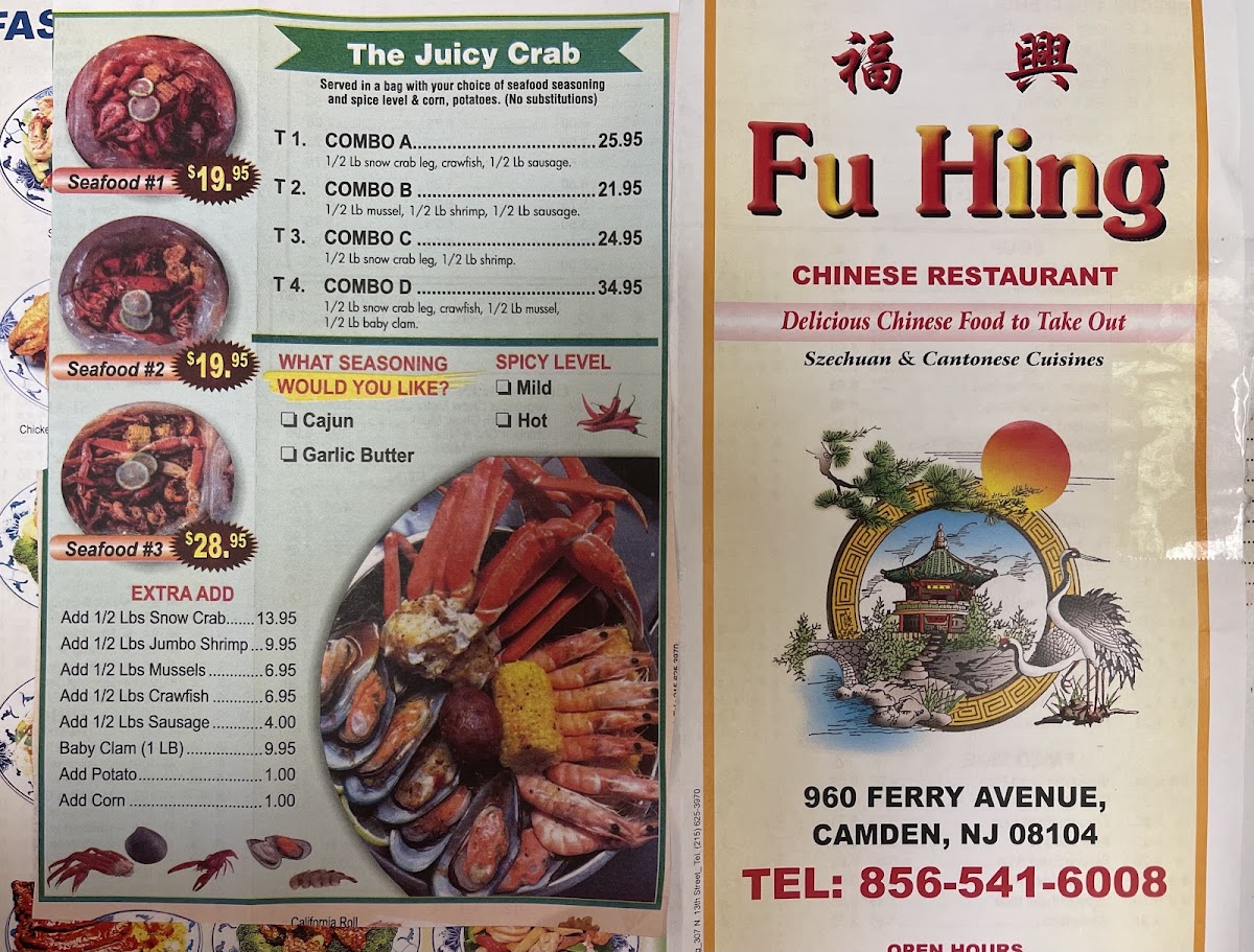 Fu Hing Restaurant & Seafood Shack menu board