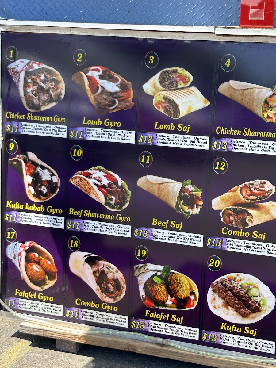 Shawarma Express menu board