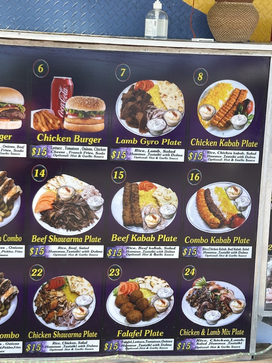 Shawarma Express menu board