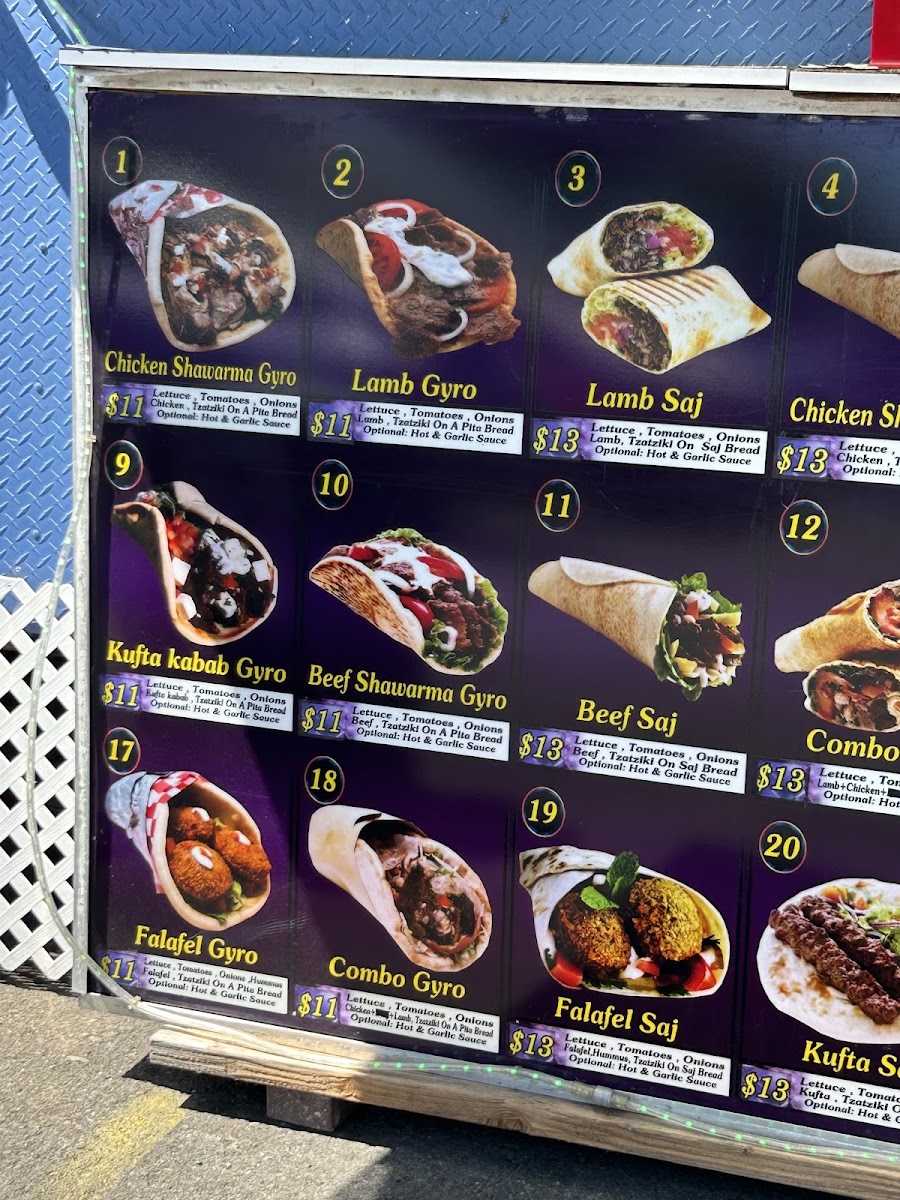 Shawarma Express menu board