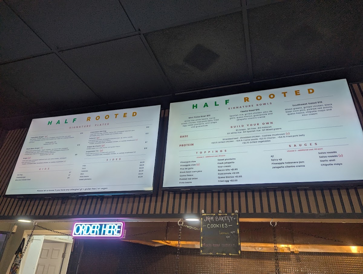 Half Rooted menu board