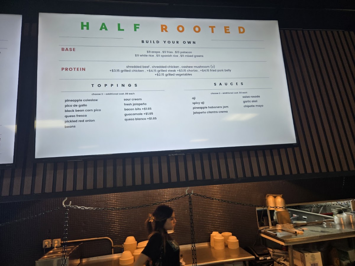 Half Rooted menu board
