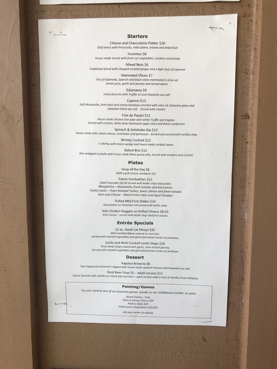 THE POUR HOUSE Italian Kitchen and Wine Bar menu board