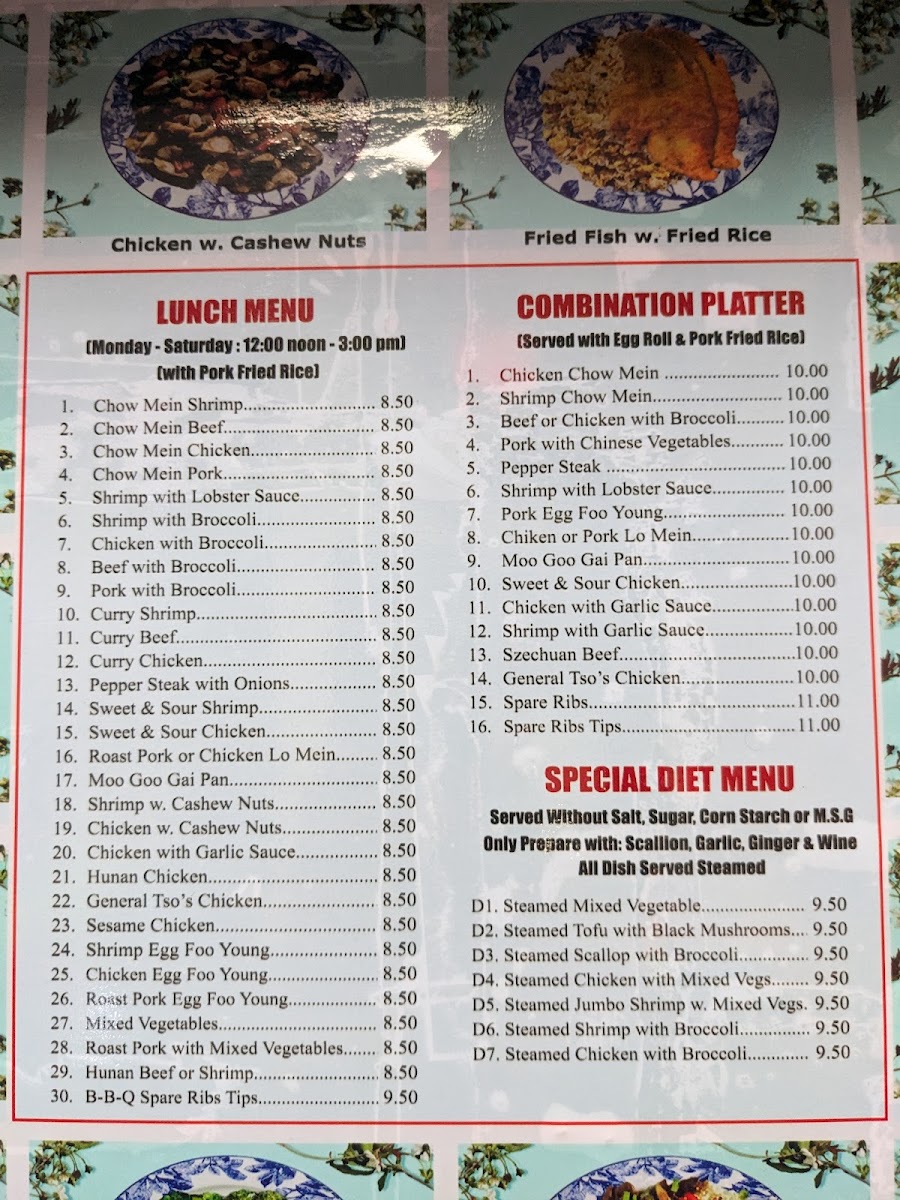 Moon Dragon menu board