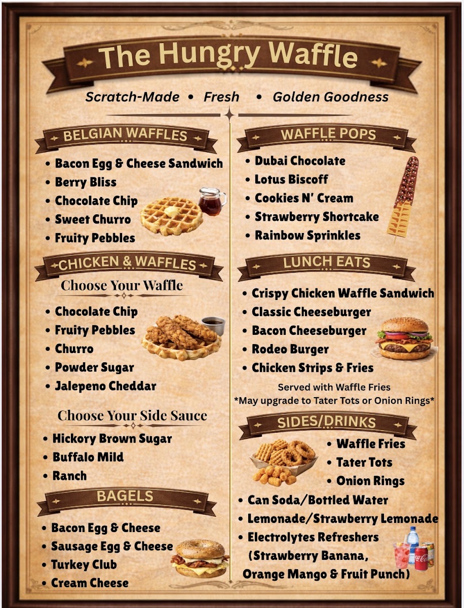 The Hungry Waffle menu board