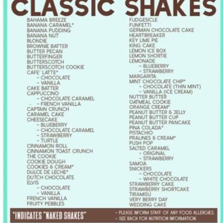 Crossties Nutrition menu board
