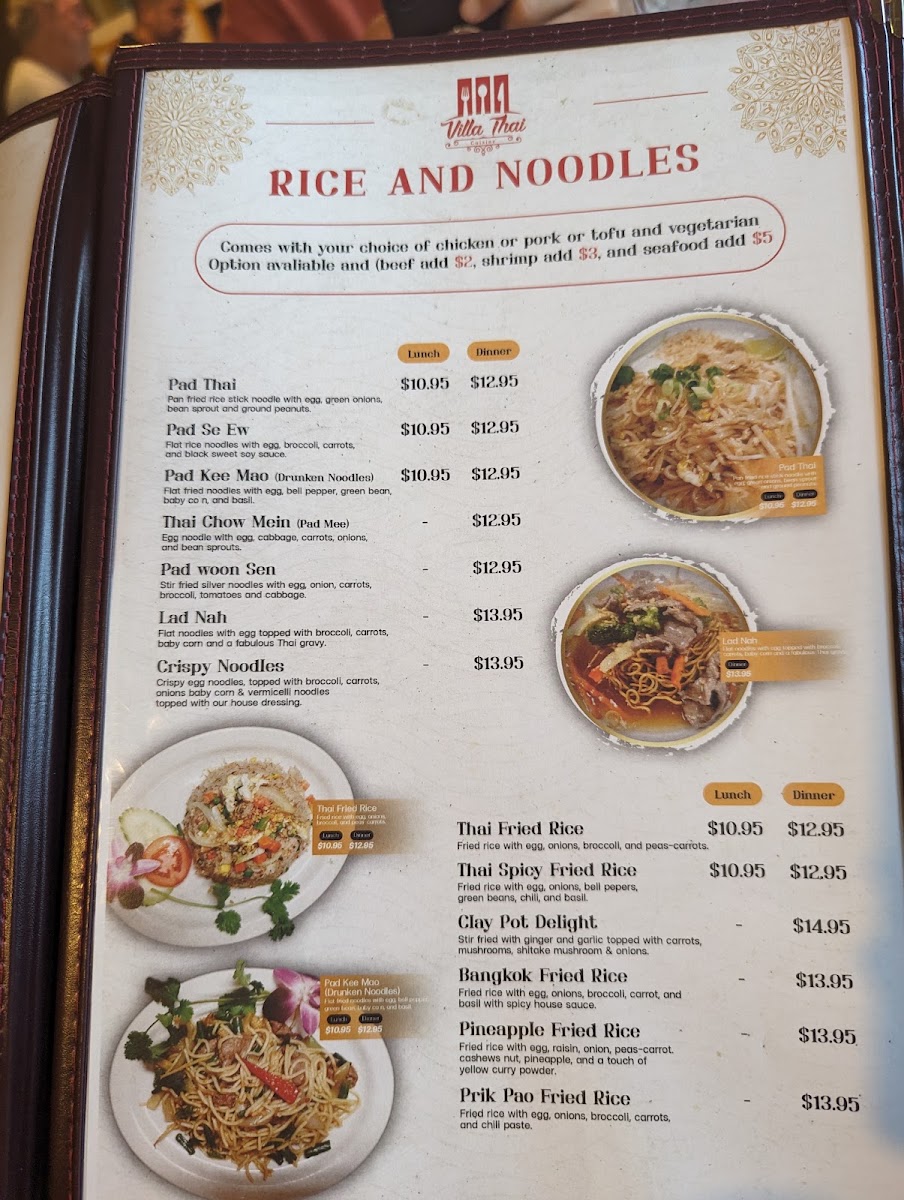 Cha La Wan Thai Cuisine menu board