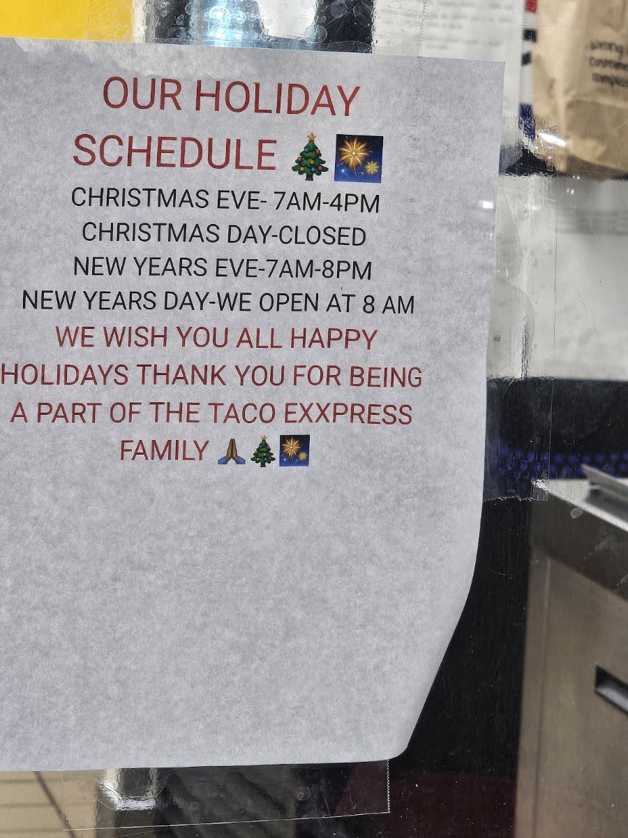 Taco Exxpress #9 menu board