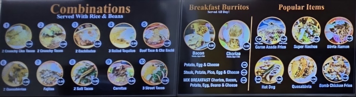 Taco Exxpress #9 menu board