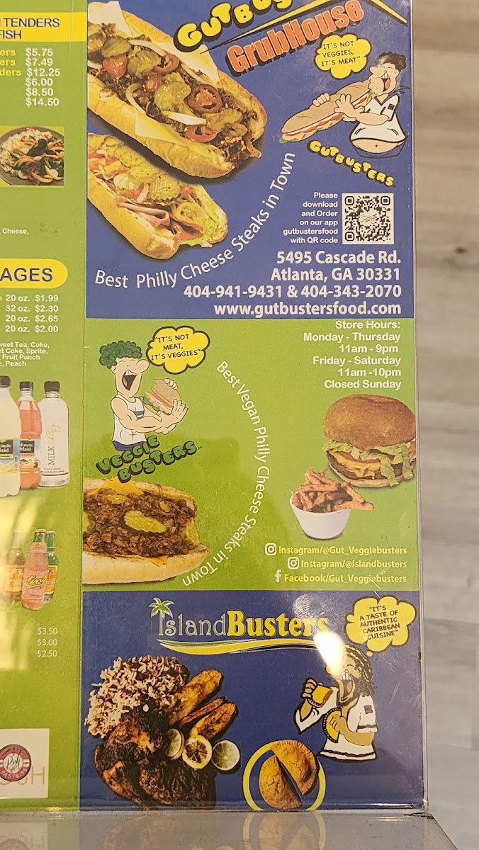 Gutbusters - Atlanta menu board