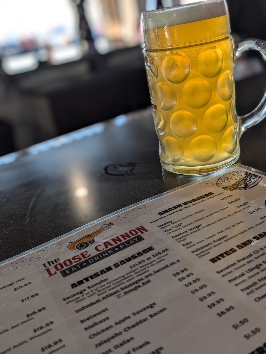 The Loose Cannon menu board