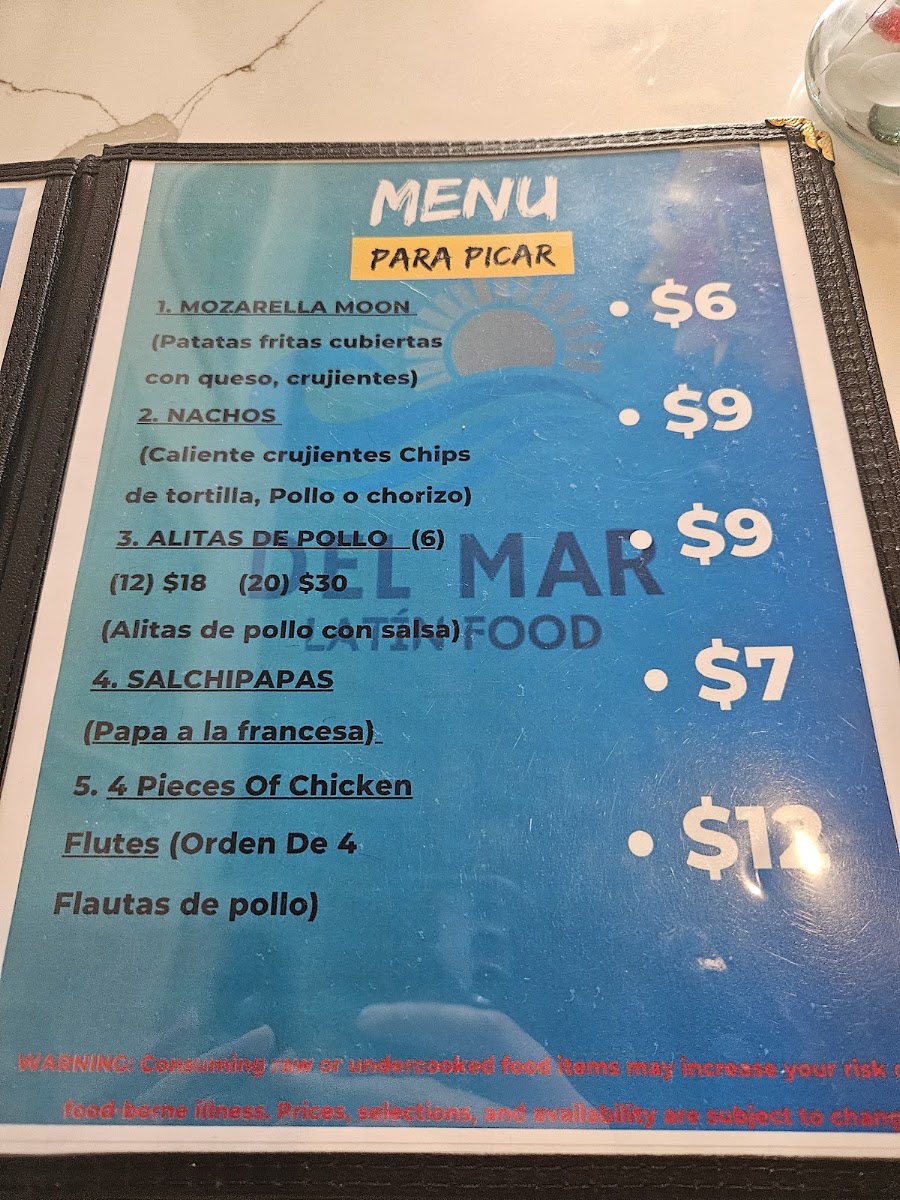 DEL MAR LATIN menu board